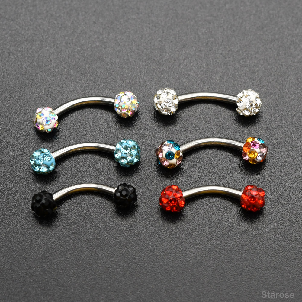 Nipple Bar Curved - 2Pcs 4mm 크리스탈 공 곡선 바