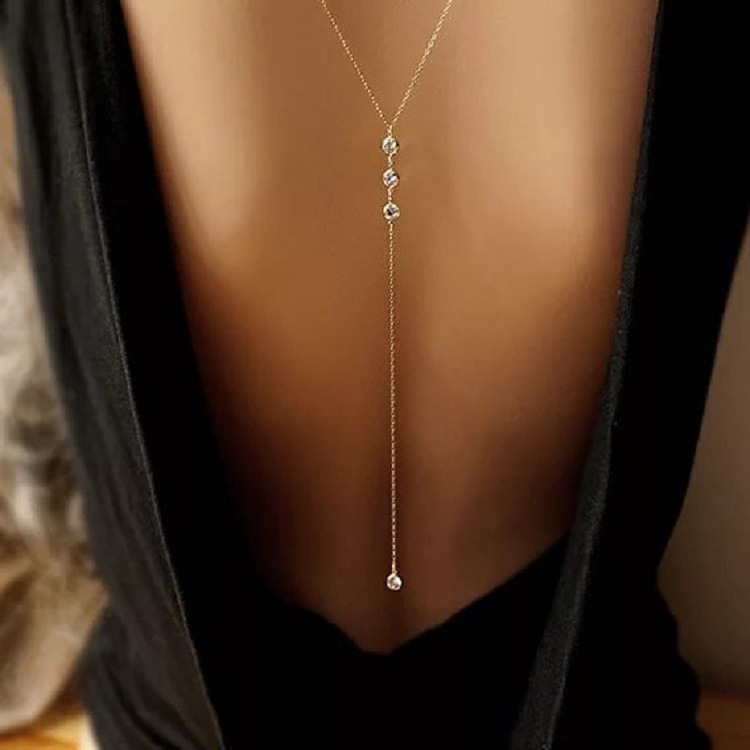 Body Jewelry Chain - 새로운 라인스톤 섹시 여성 백 체인