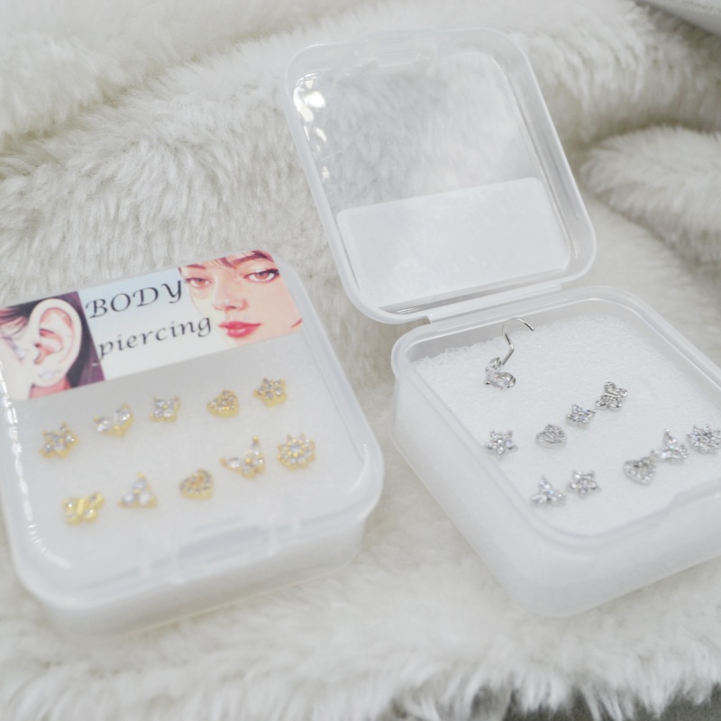 Body Jewelry Jewelry Box - 10개/박스 CZ 코걸이 스터드 링 나사형
