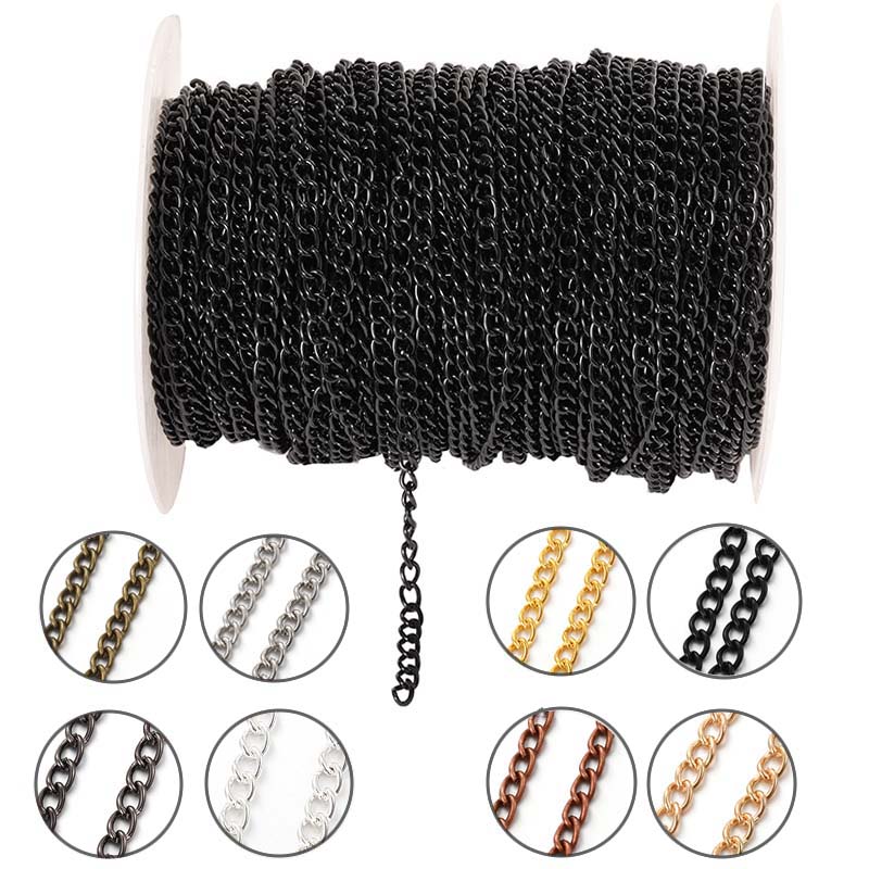 Body Jewelry Chain - 2미터 2.5/3.5/4.5mm 금속 플랫 타원형 연장