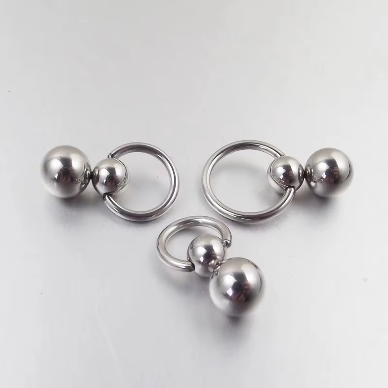 Nipple Bar Curved - 1Pcs 스테인레스 스틸 더블 볼 조롱박