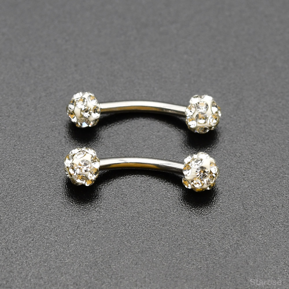 2Pcs 4mm 크리스탈 공 곡선 바 눈썹 피어싱 Sn - Nipple Bar Curved 리뷰 및 가격