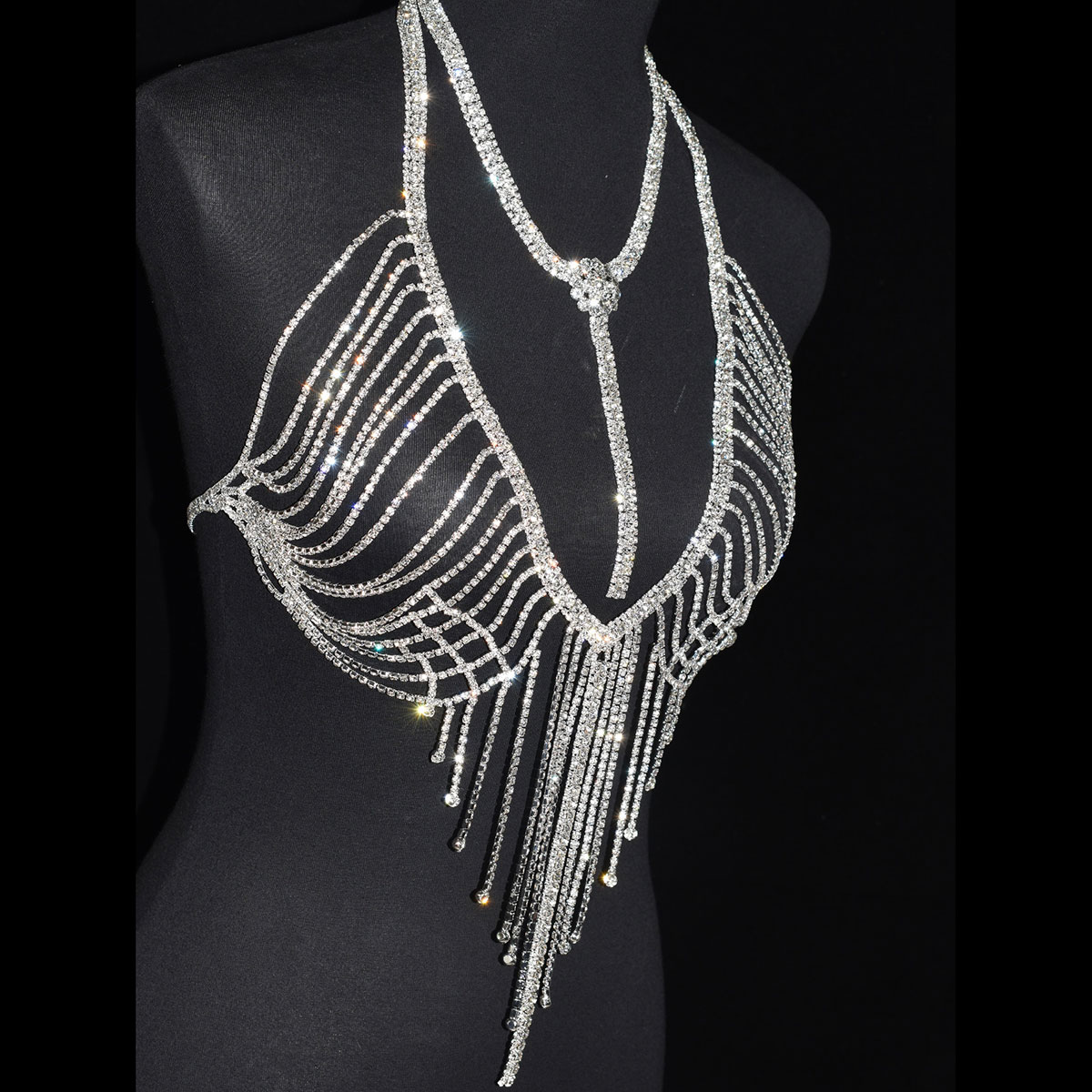 여성용 섹시한 럭셔리 술 속옷, 반짝이는 바디 체인,  - Body Jewelry Bra 리뷰 및 가격