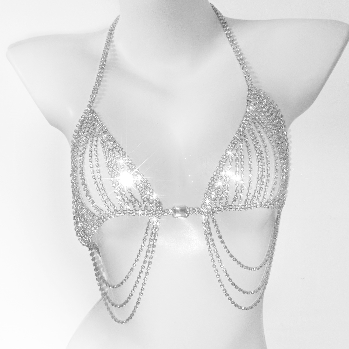 여성용 섹시한 라인스톤 브라 언더팬츠 투피스 세트, 세 - Body Jewelry Bra 리뷰 및 가격