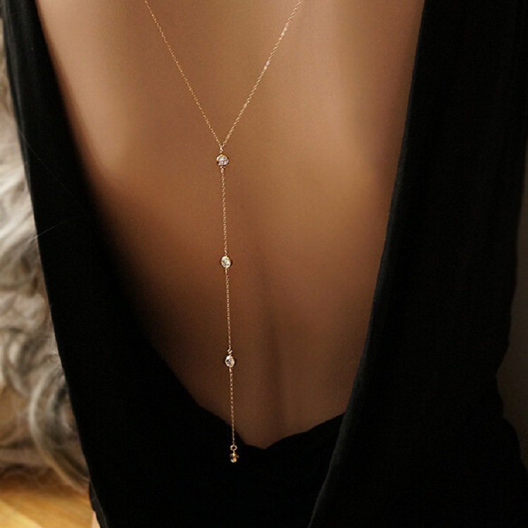 새로운 라인스톤 섹시 여성 백 체인 목걸이 비키니 비치 - Body Jewelry Chain 리뷰 및 가격