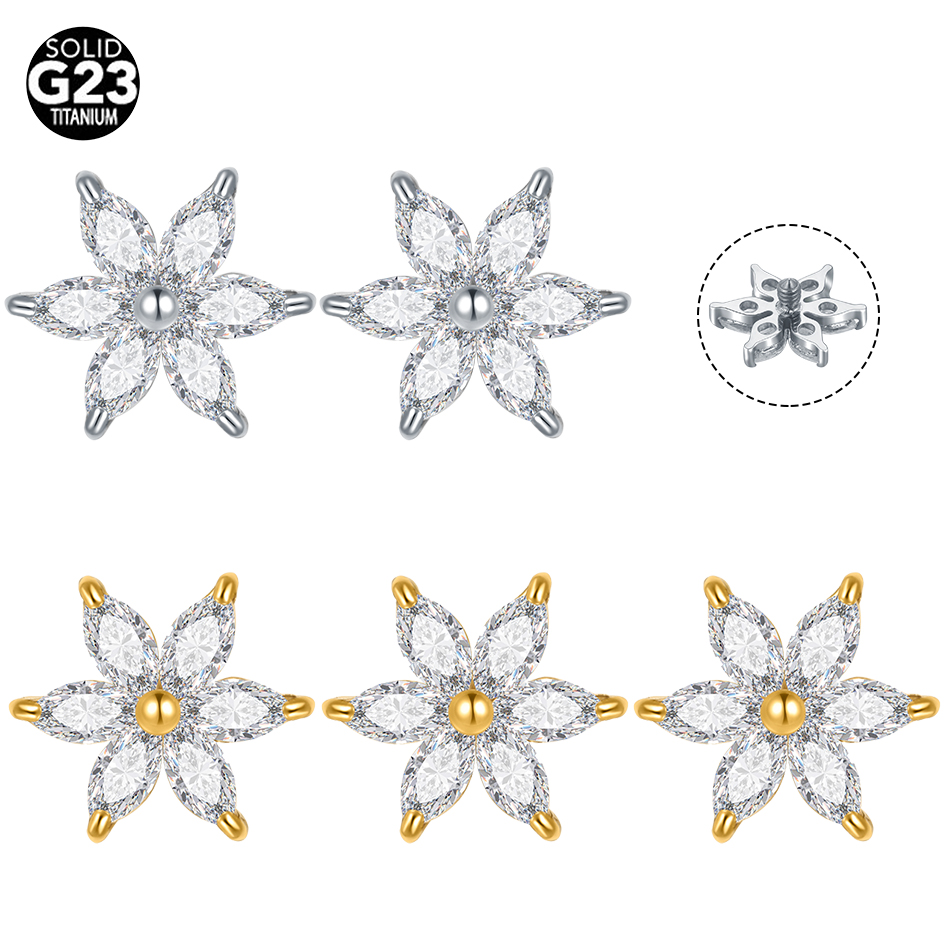 1/5PCS 티타늄 크리스탈 플라워 더말 앵커 탑 엔드 - Body Jewelry Dermal 리뷰 및 가격