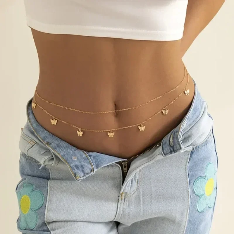 여성을위한 새로운 매력 섹시한 더블 레이어 나비 체인  - Body Jewelry Chain 리뷰 및 가격