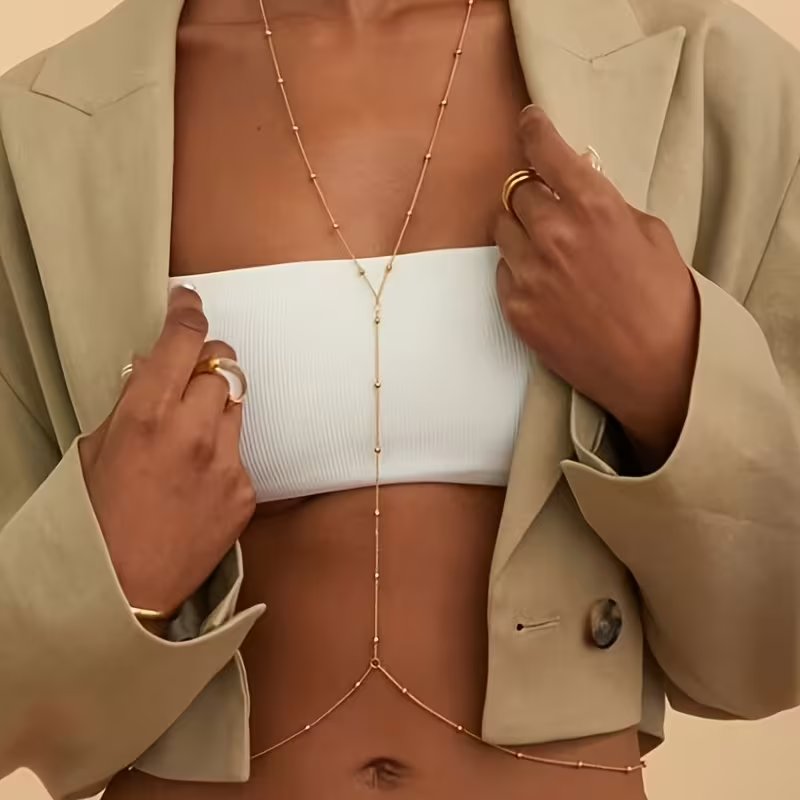 패션 심플 비즈 체인 보헤미안 여성 바디 체인 섹시 비 - Body Jewelry Bra 리뷰 및 가격