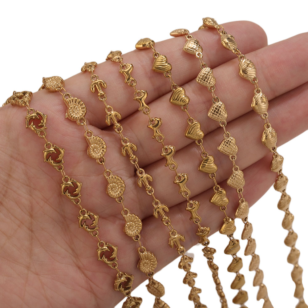 1M PVD 골드 스테인리스 스틸 하트 별 꽃 링크 케 - Body Jewelry Chain 리뷰 및 가격