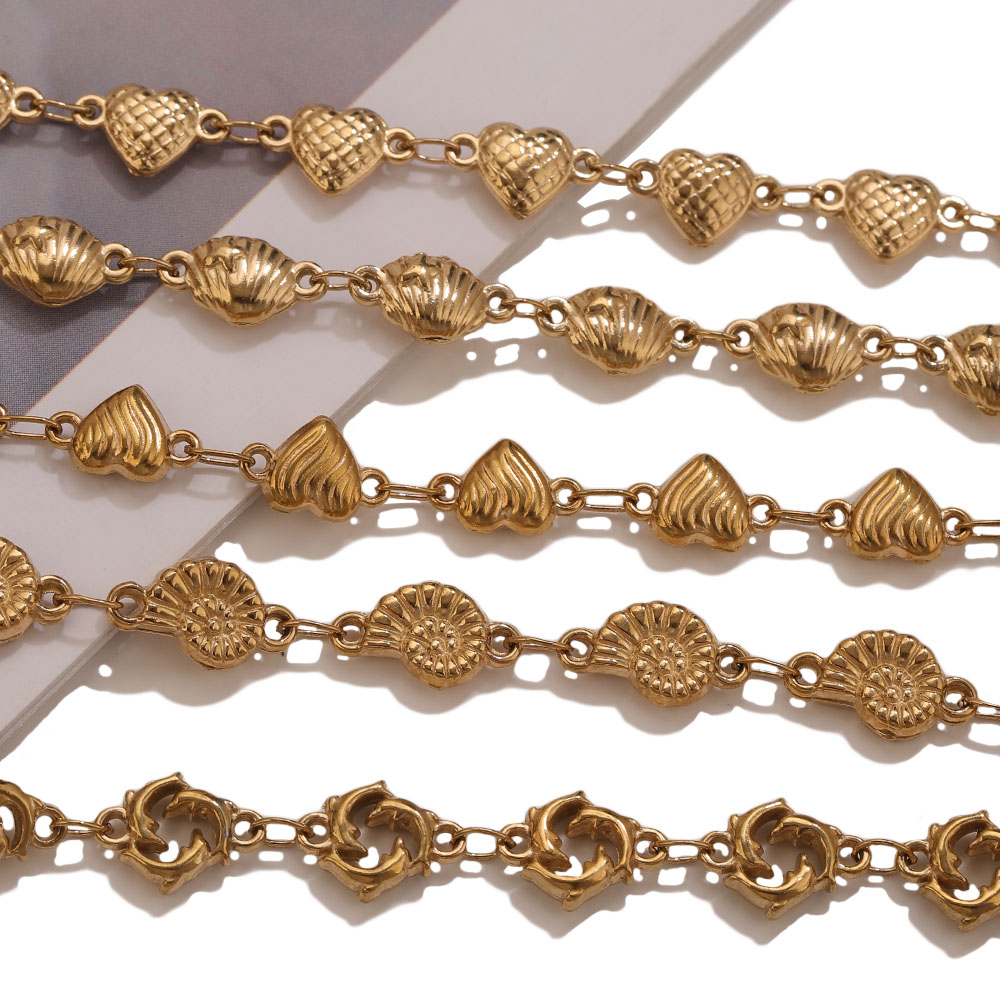 1M PVD 골드 스테인리스 스틸 하트 별 꽃 링크 케 - Body Jewelry Chain 리뷰 및 가격