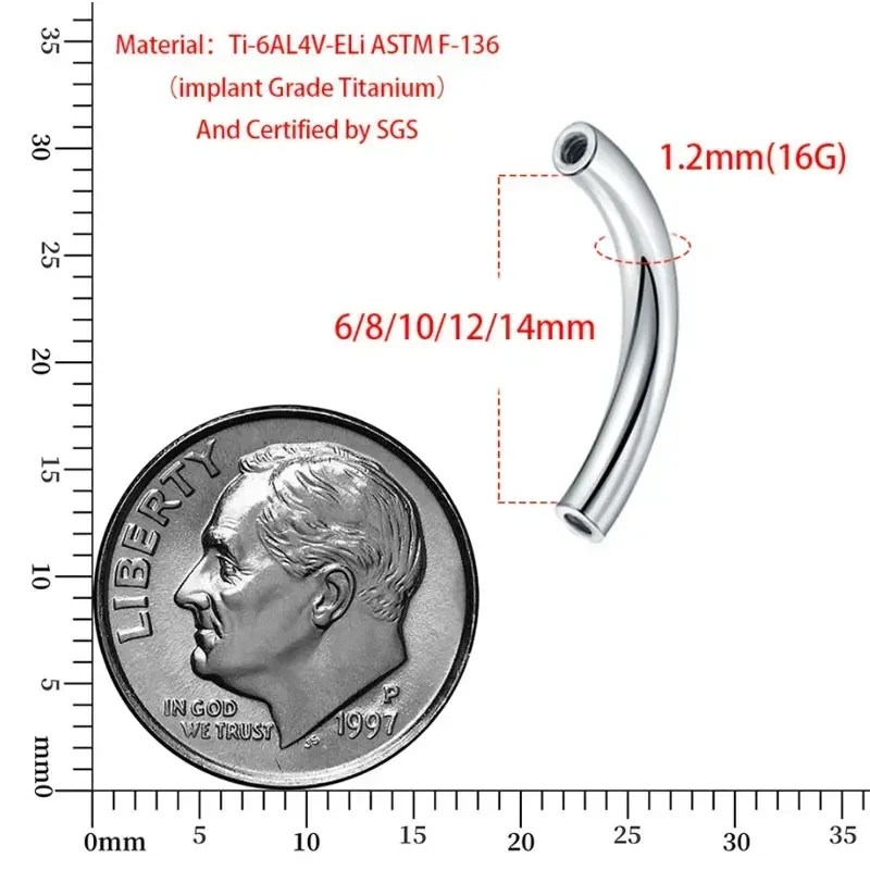 10 개/몫 ASTM F136 티타늄 내부 스레드 눈썹 - Body Jewelry Dermal 리뷰 및 가격