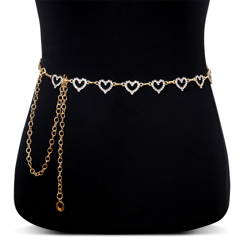 여성용 패션 라인스톤 하트 허리 체인, 조절 가능한 바 - Body Jewelry For Sale 리뷰 및 가격