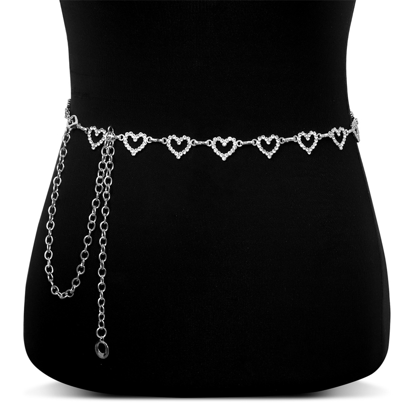 여성용 패션 라인스톤 하트 허리 체인, 조절 가능한 바 - Body Jewelry For Sale 리뷰 및 가격