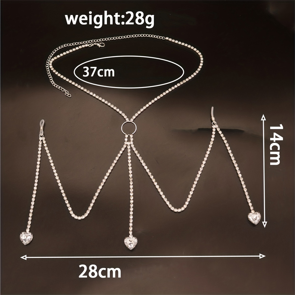 빛나는 라인스톤 물방울 하트 모양 바디 체인, 절묘한  - Body Jewelry Bra 리뷰 및 가격