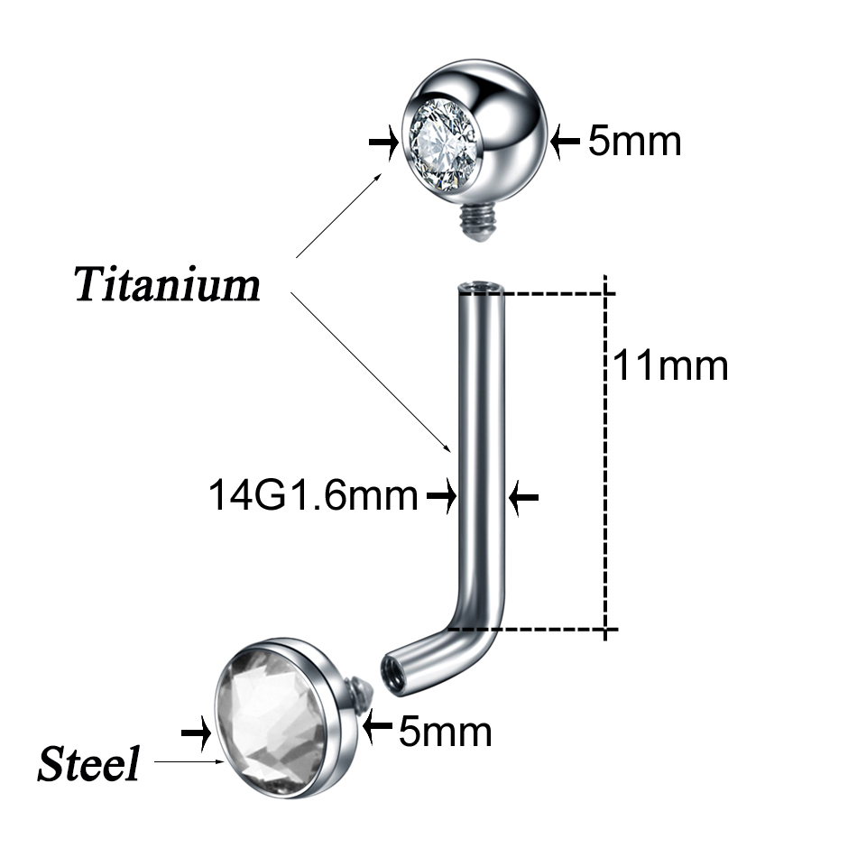 1PC G23 티타늄 크리스탈 크리스티나 수직 후드 피 - Body Jewelry Vch 리뷰 및 가격