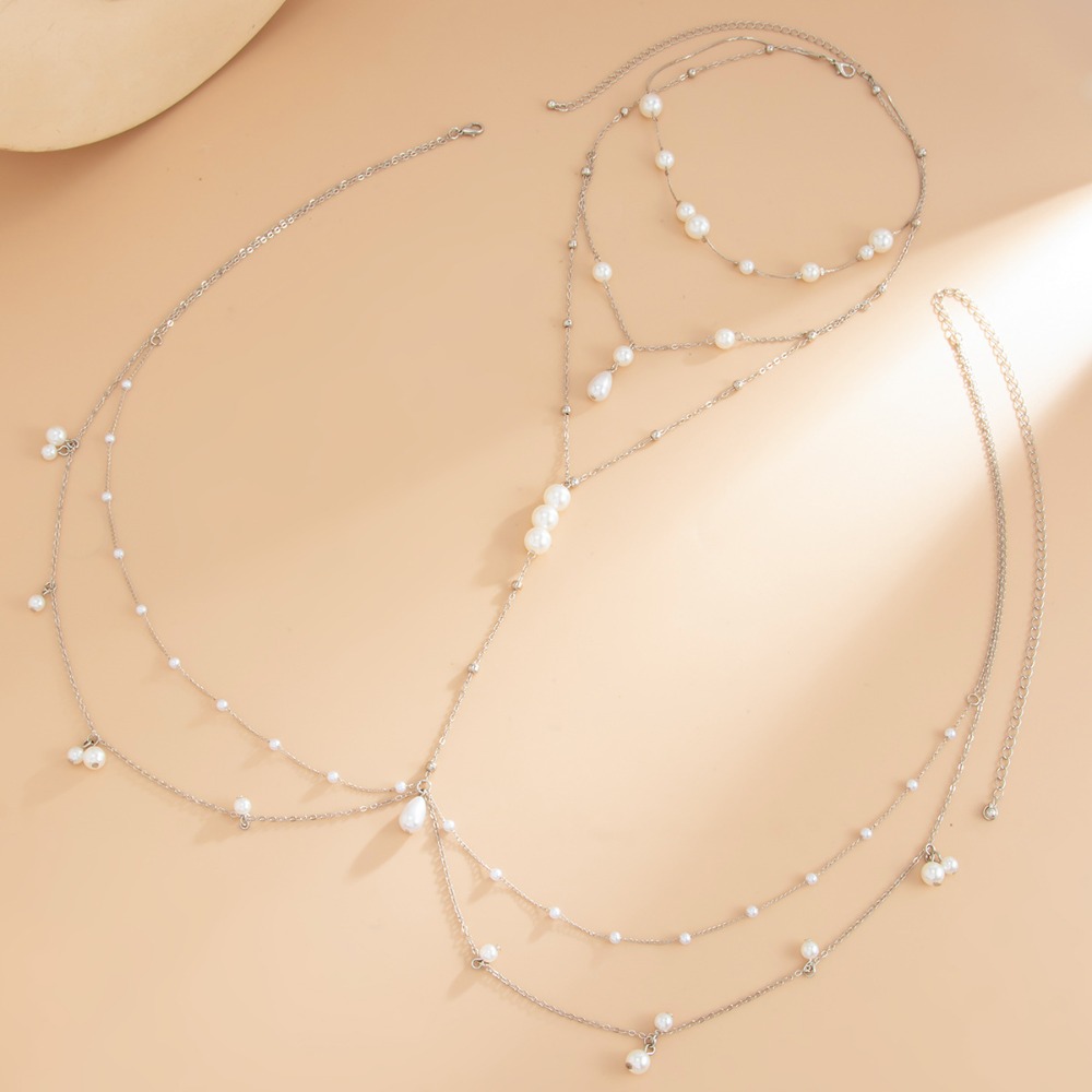 멀티 레이어 인조 진주 목걸이 가슴 배꼽 체인 일체형  - Body Jewelry For Sale 리뷰 및 가격