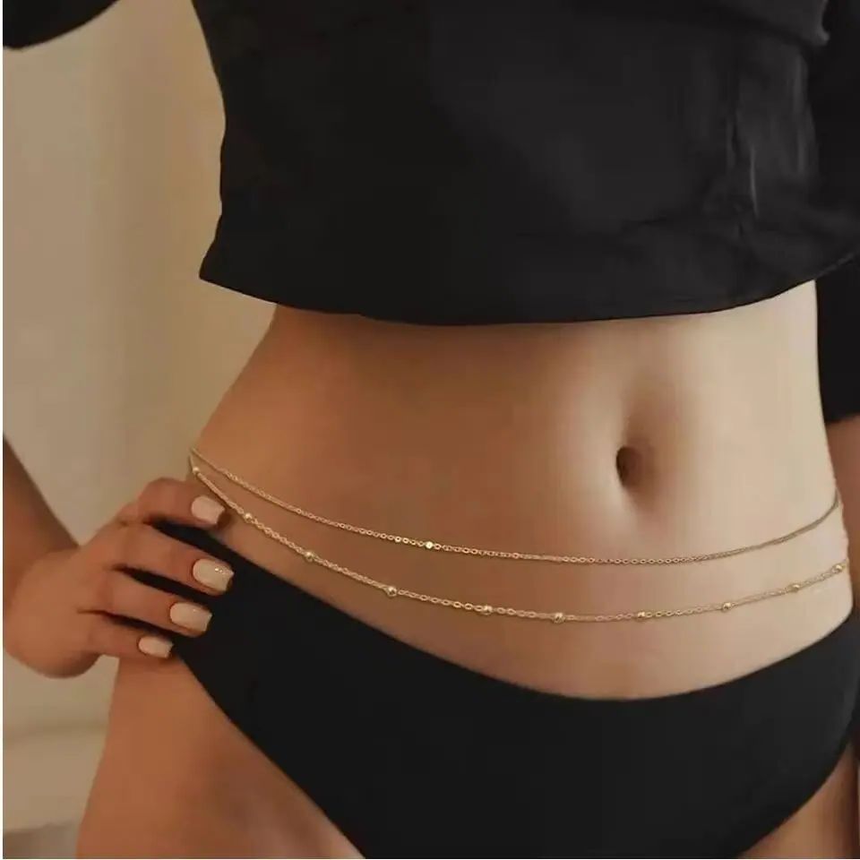 여성을위한 힙합 더블 레이어 배꼽 체인 Y2K 골드 컬 - Body Jewelry Chain 리뷰 및 가격