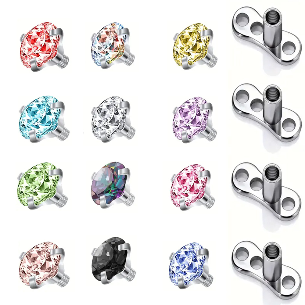 16PCS 크리스탈 지르콘 피부 앵커 탑 3 4 5mm - Body Jewelry Dermal 리뷰 및 가격